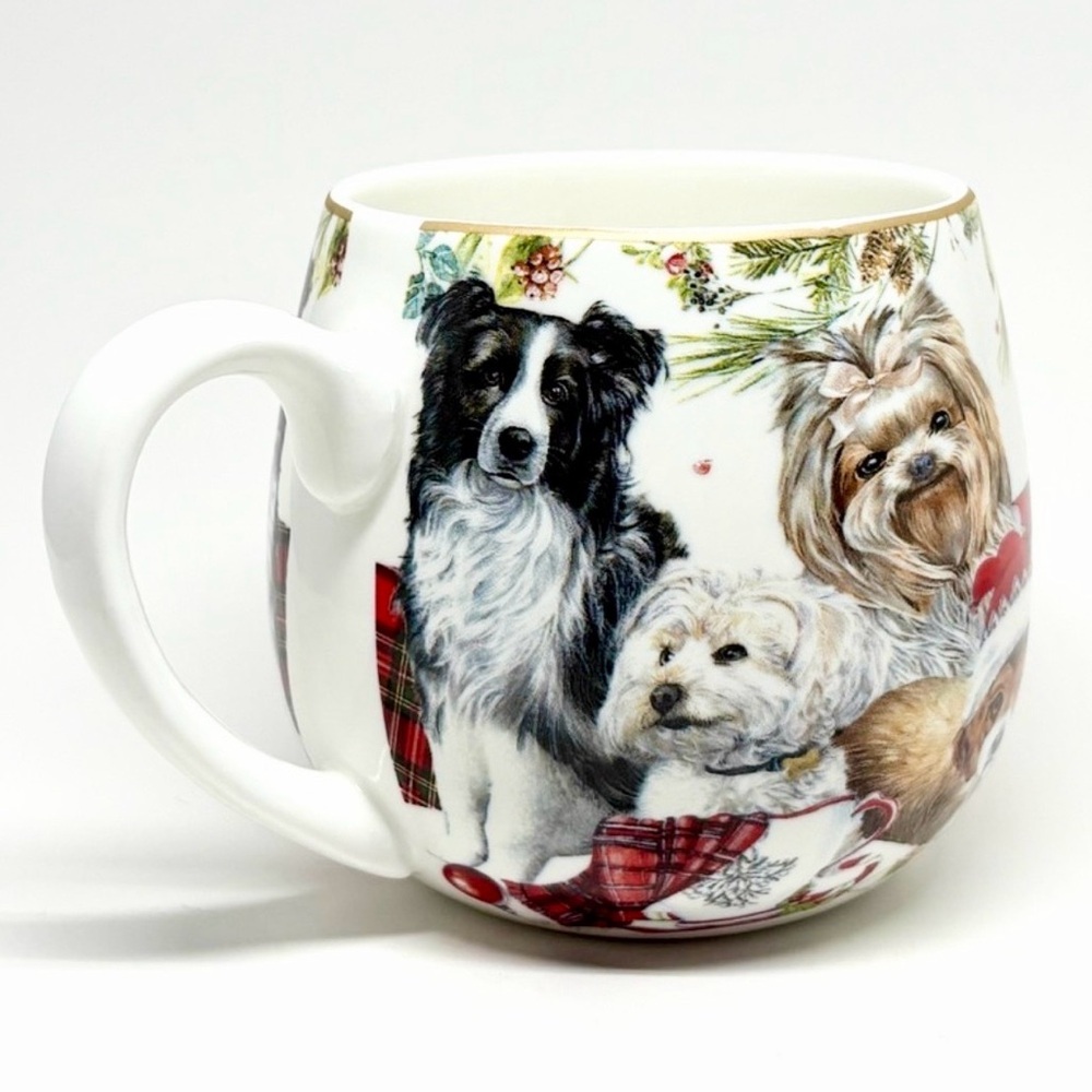 Tinsel & Elves Mug Christmas Coffee Tea Dogs Puppies Husky Yorkie New w/ Box 🐾🎄 - Picture 8 of 16